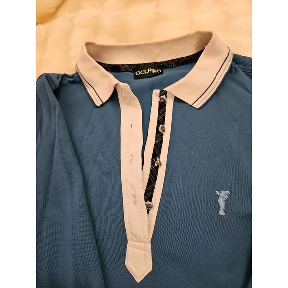 GOLFINO Womens Size 8 Teal W/ White Collar 3/4 Sleeve Polo Shirt Golf - Picture 3 of 8